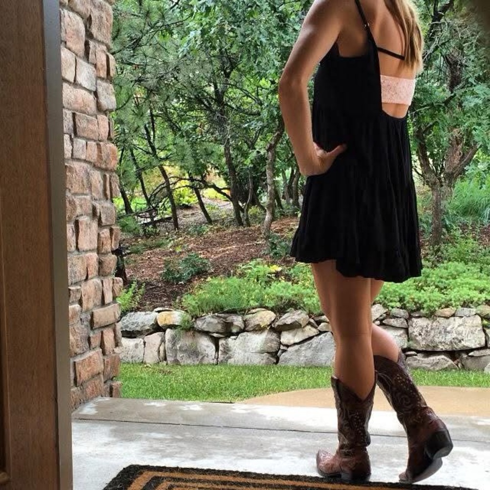 Brandy Melville Black 3-Tier Layered Babydoll Cami Dress
